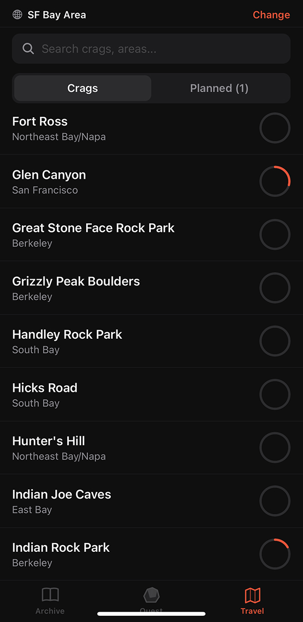 Travel Planner screen